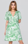 Fluid Print Wrap Dress