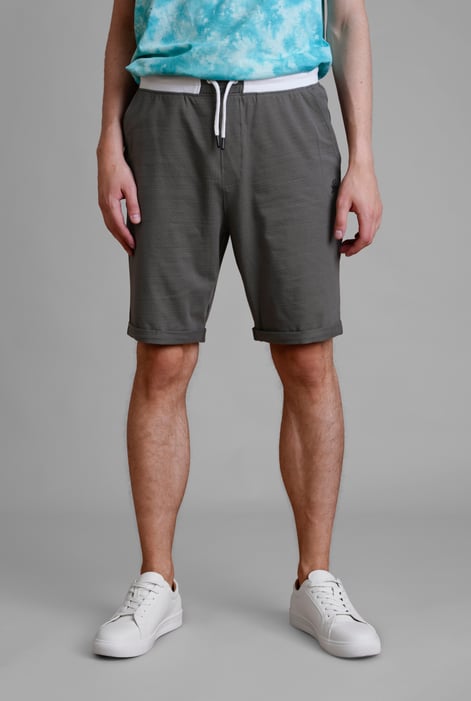 Grey Contrast Waistband Regular Fit Shorts
