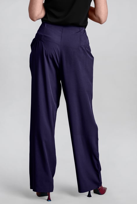 Blue High-Waisted  Stright Leg Trousers
