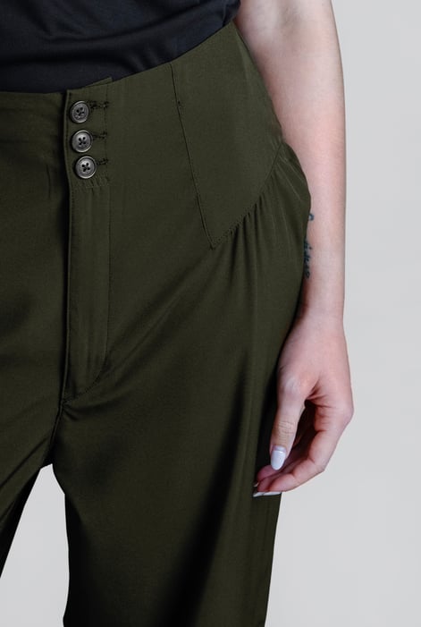 Green High-Waisted  Stright Leg Trousers