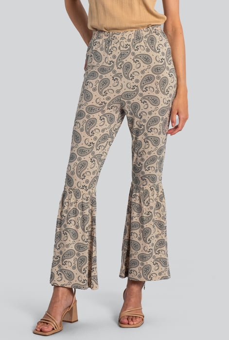 Cream Paisley Printed Flared Sharara Pant