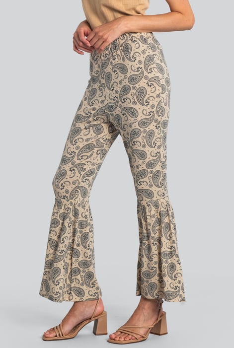 Cream Paisley Printed Flared Sharara Pant