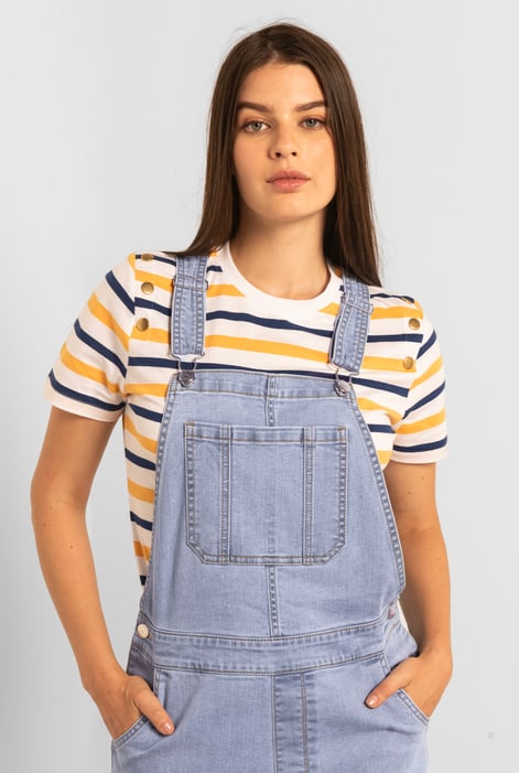 Womens Sky Denim Short Dungaree