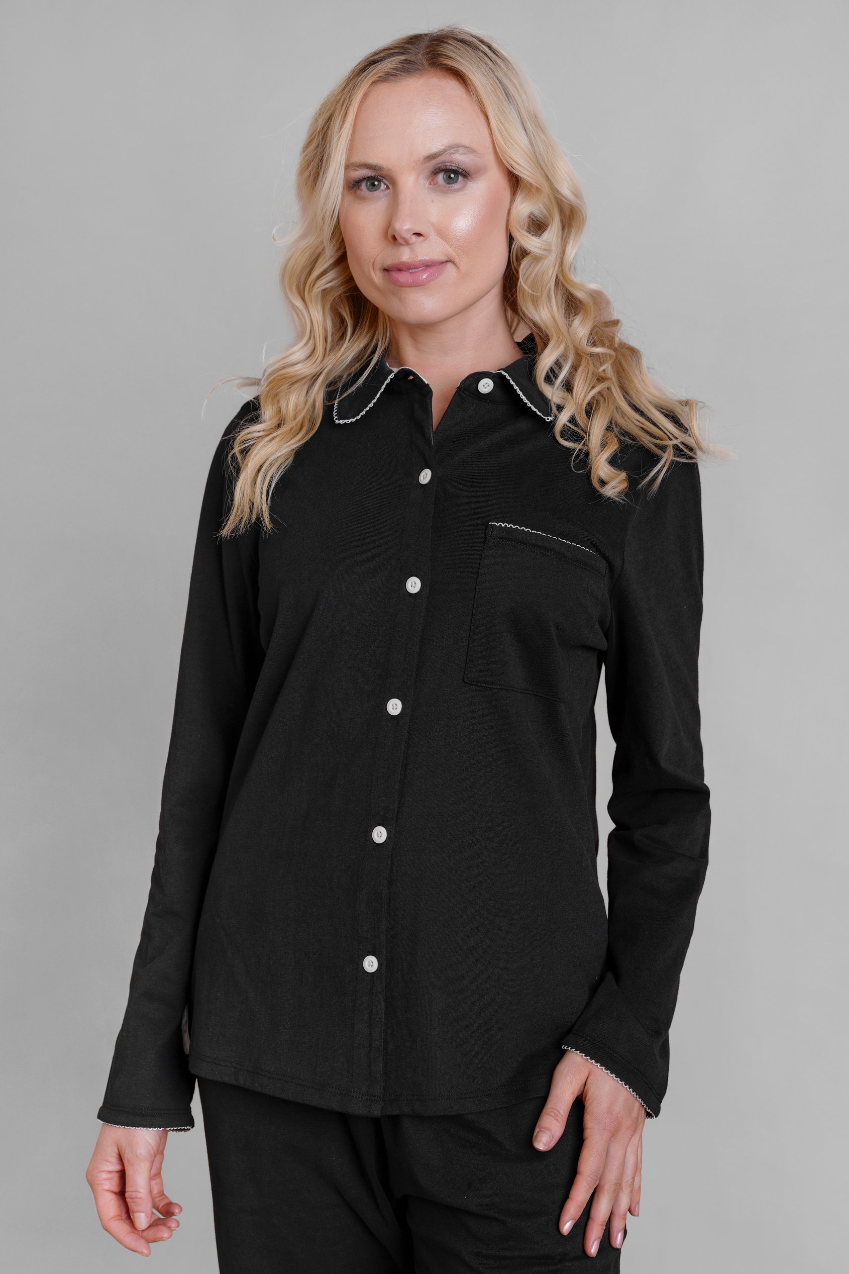 100% Cotton Solid Long Sleeve Shirt and Trouser Set