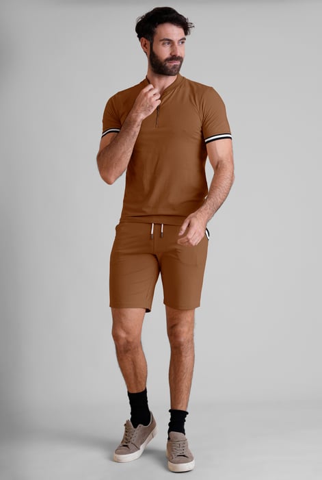 Men's Beige Jersey T-Shirt & Shorts Lounge Set