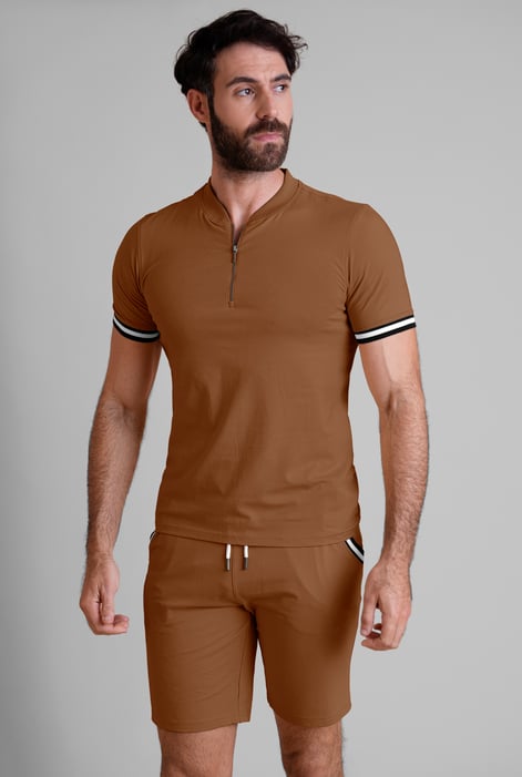 Men's Brown Jersey T-Shirt & Shorts Lounge Set
