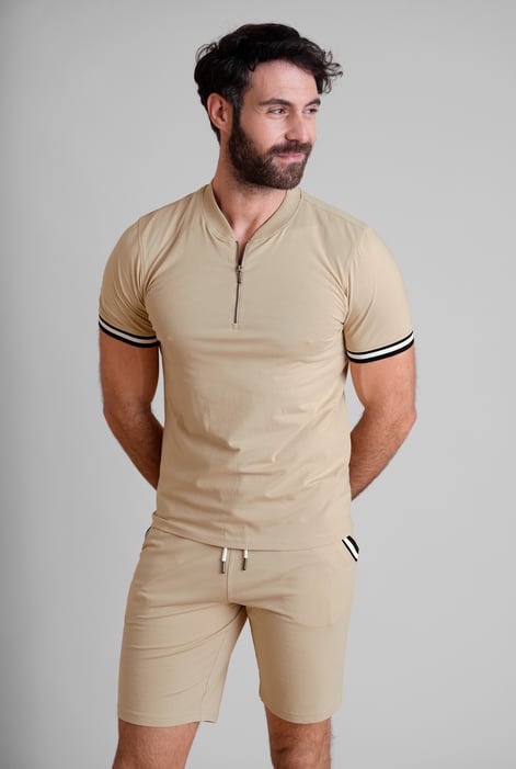 Men's Beige Jersey T-Shirt & Shorts Lounge Set