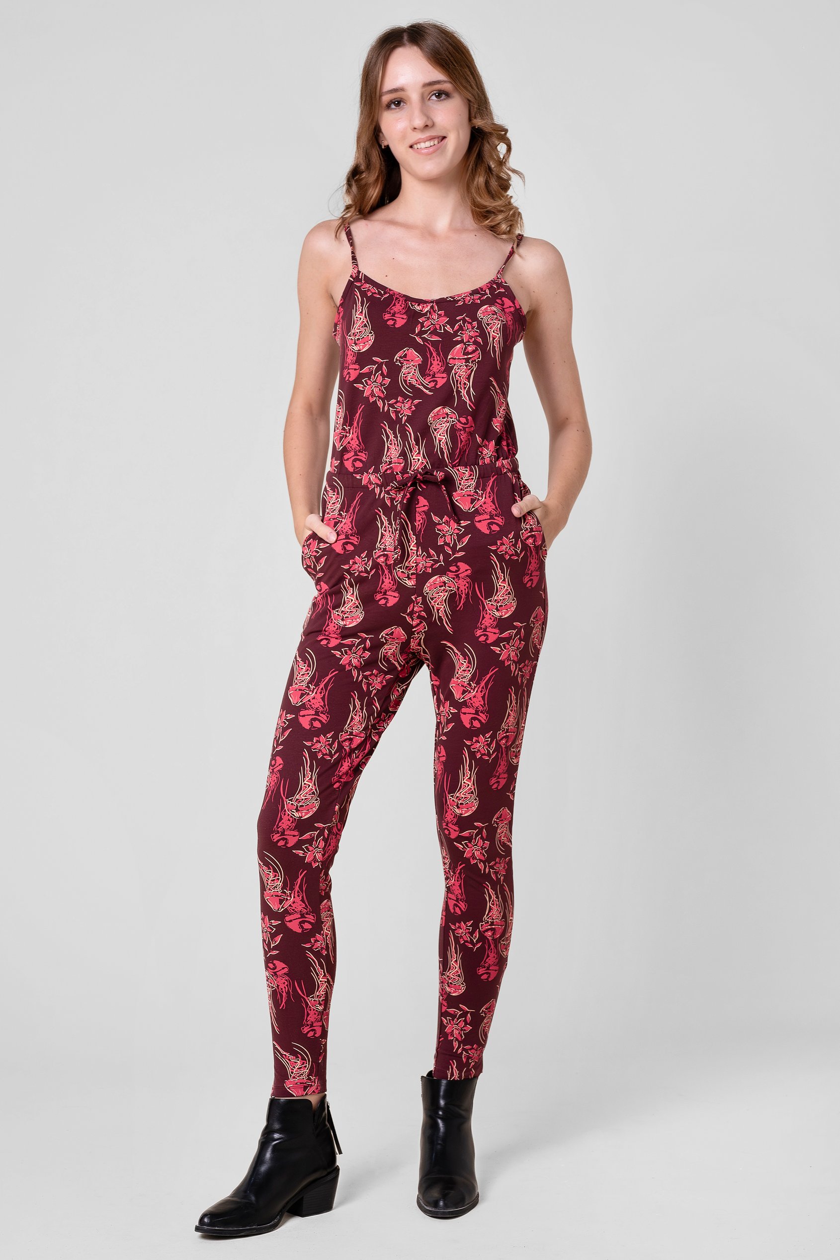 Enorsia Women's Red Slim Fit Cami Jumpsuit - Uk 8