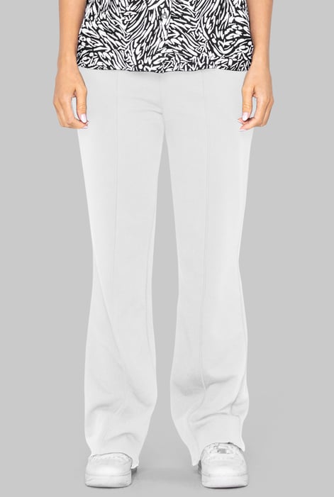 White Pin Tuck Front Jersey Trousers