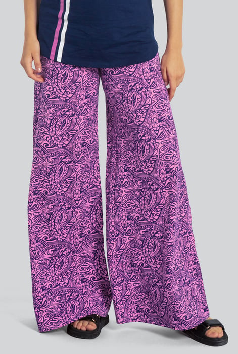 Womens Blue Paisley Printed Wide Leg Trouser