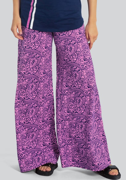 Womens Paisley Printed Wide Leg Trouser