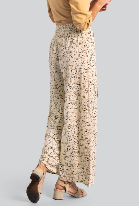 Womens Cream Printed Wide Leg Jersey Trousers