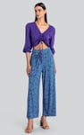 Womens Printed Wide Leg  Jersey Trousers