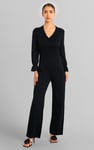 Women Long Sleeve Wrap Jumpsuit
