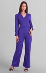 Women Long Sleeve Wrap Jumpsuit