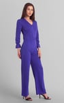 Women Long Sleeve Wrap Jumpsuit
