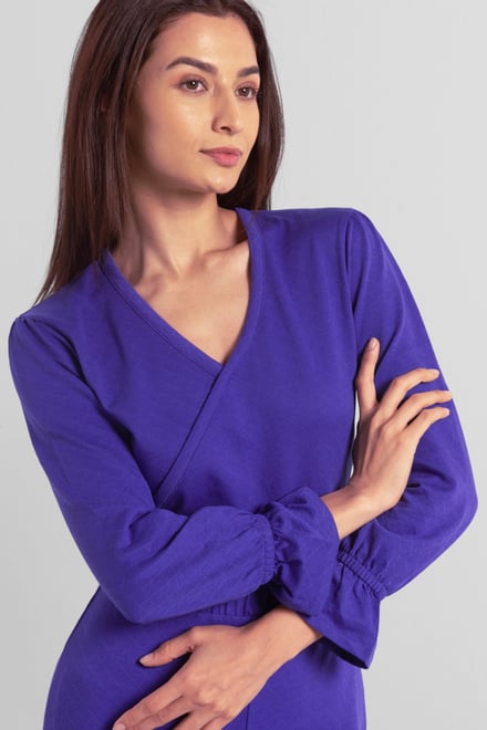 Women Long Sleeve Wrap Jumpsuit