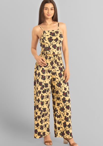 Smocked Waist Floral Printed Jumpsuit
