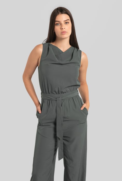 Women Green’s Sleeveless Blended Fabric Jumpsuit