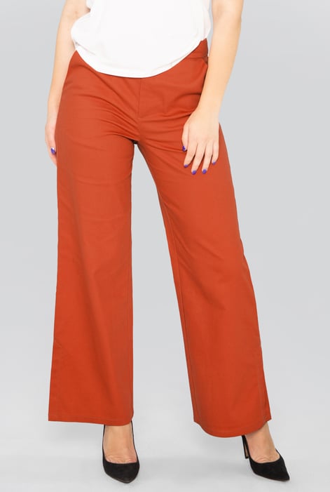 Women’s Orange Relaxed Twill Wide Leg Trouser | Enorsia