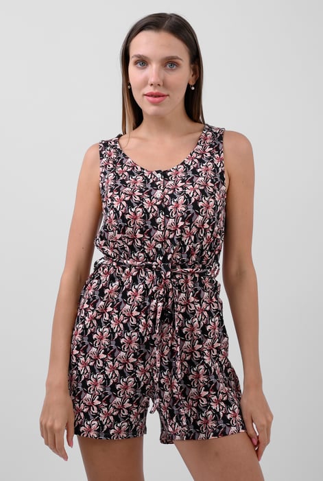 Green Wild Flower Print Playsuit