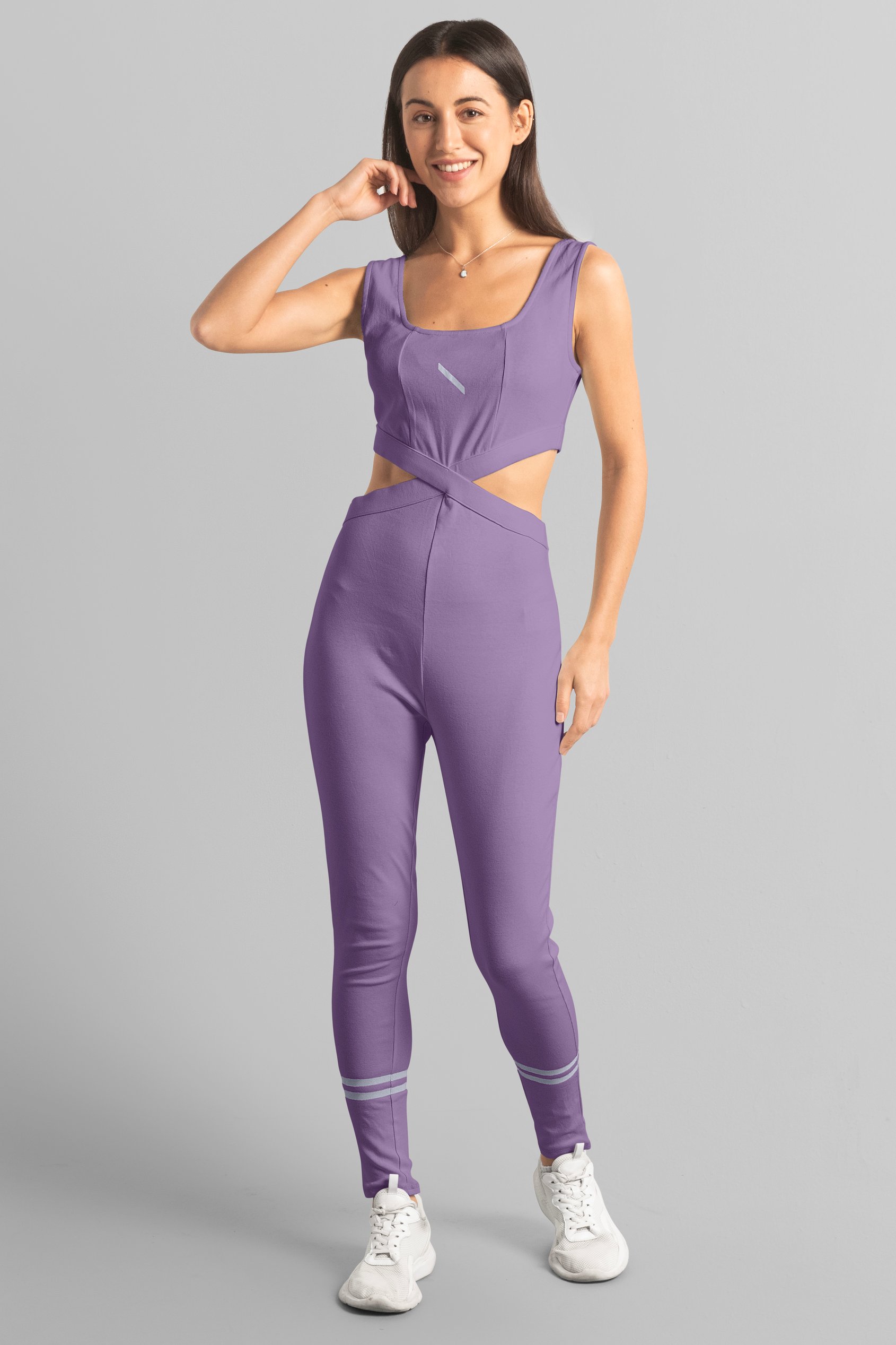Reflective Print Bodycon Active Jumpsuit