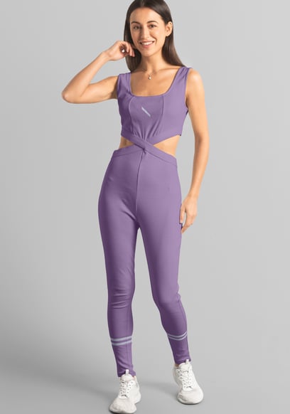 Reflective Print Bodycon Active Jumpsuit