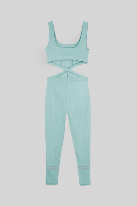 Reflective Print Bodycon Active Jumpsuit