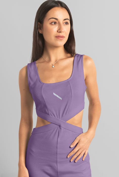 Purple Reflective Print Bodycon Active Jumpsuit