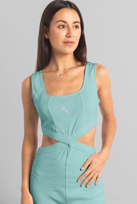 Green Reflective Print Bodycon Active Jumpsuit