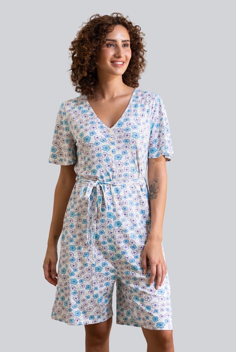 Womens Pink Daisy Floral Print Ribbed Playsuit