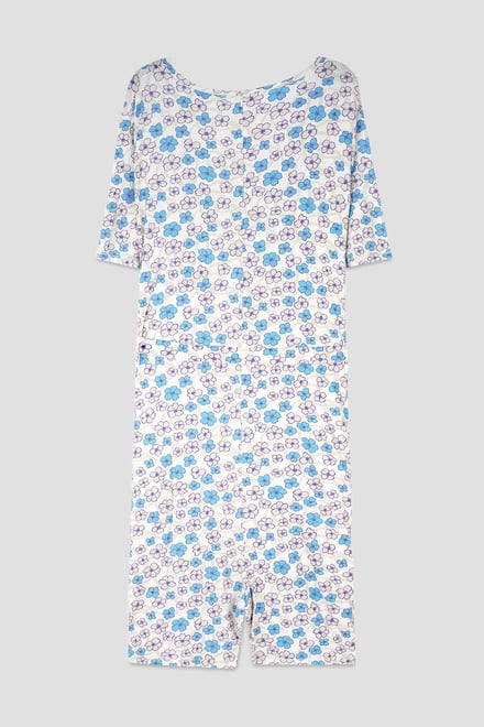 Womens Daisy Floral Print Ribbed Playsuit