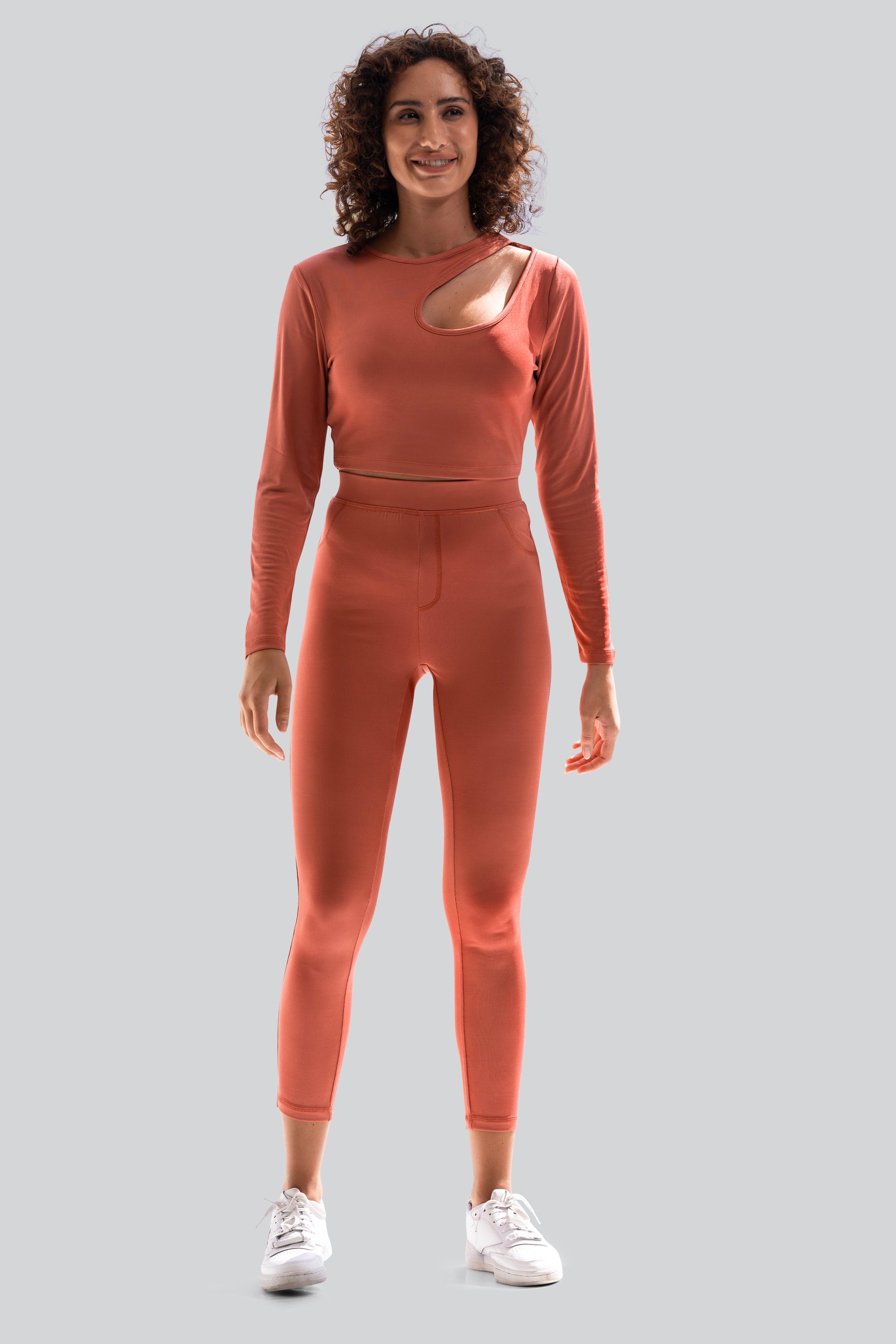 Ribbed Crop Top & High Waist Leggings Set