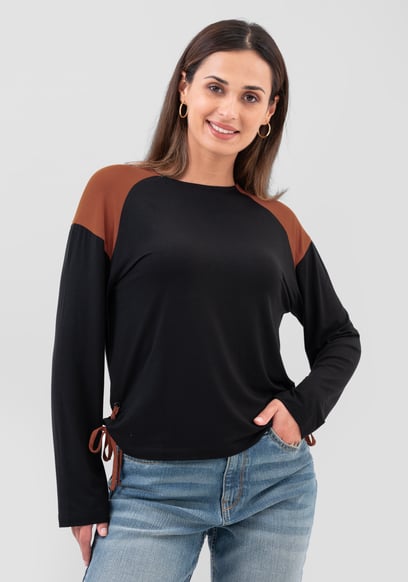 Womens Colour Block Raglan Sleeve Tops