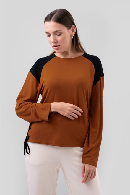 Womens Colour Block Raglan Sleeve Tops