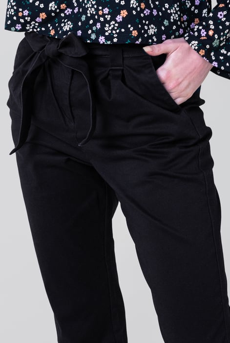 Womens Black Paper Bag Waist Trouser