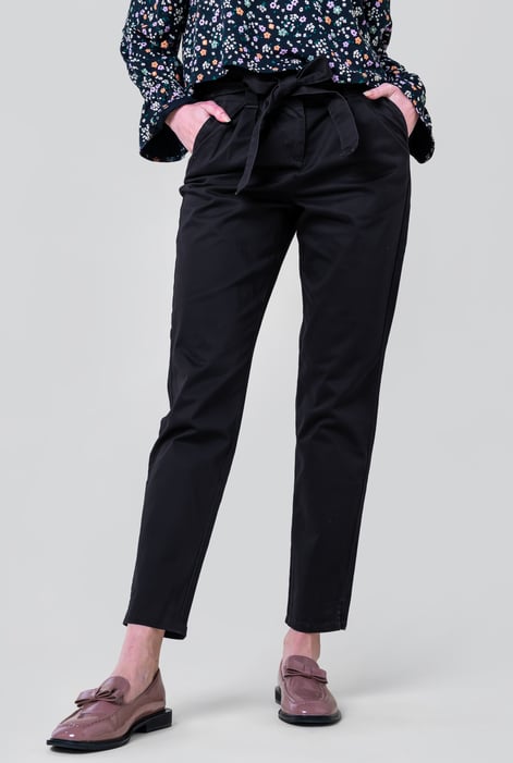 Womens Black Paper Bag Waist Trouser