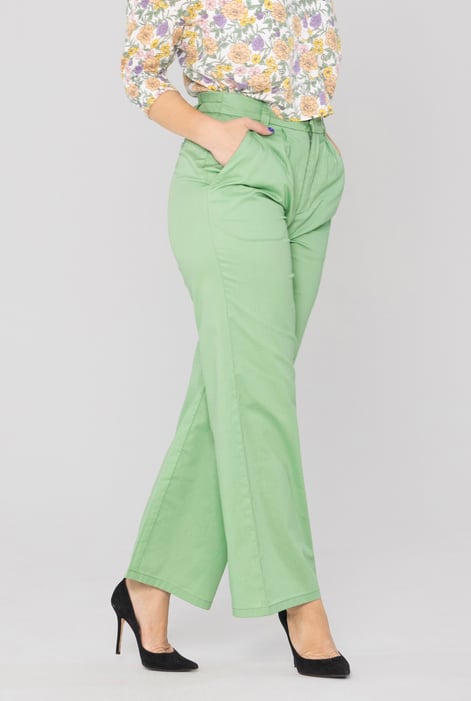 Green Wide Leg Woven Smart Trousers