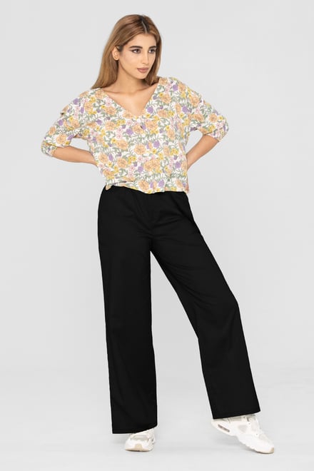 Wide Leg Woven Smart Trousers