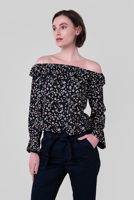 Black Off The Shoulder Bardot Top