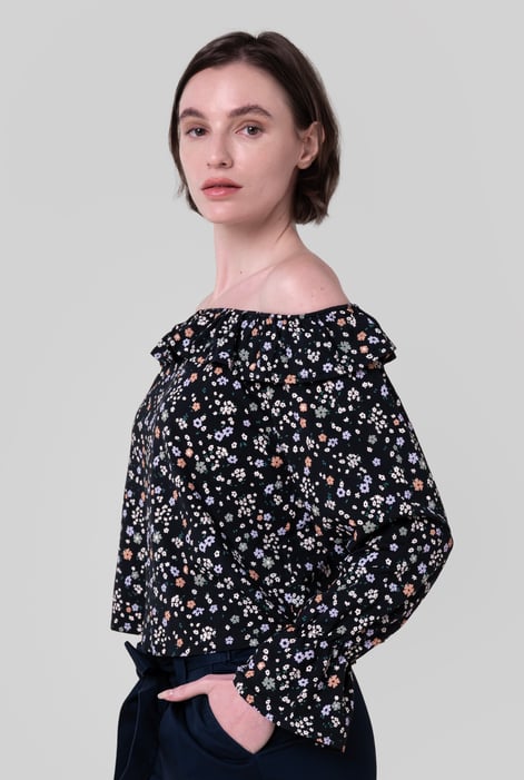 Black Off The Shoulder Bardot Top