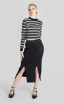Striped Ribbed Long Sleeve High Neck Jersey Top