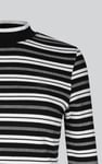 Striped Ribbed Long Sleeve High Neck Jersey Top