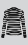 Striped Ribbed Long Sleeve High Neck Jersey Top