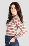 Striped Ribbed Long Sleeve High Neck Jersey Top