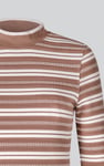 Striped Ribbed Long Sleeve High Neck Jersey Top