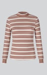 Striped Ribbed Long Sleeve High Neck Jersey Top