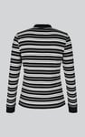 Striped Ribbed Long Sleeve High Neck Jersey Top