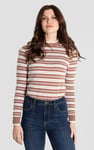 Striped Ribbed Long Sleeve High Neck Jersey Top