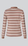 Striped Ribbed Long Sleeve High Neck Jersey Top